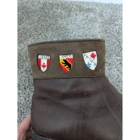 Pajar Canada Women's/ Men's Brown Leather  Tracker Side Zip Sherpa Lined Patches - Picture 6 of 11